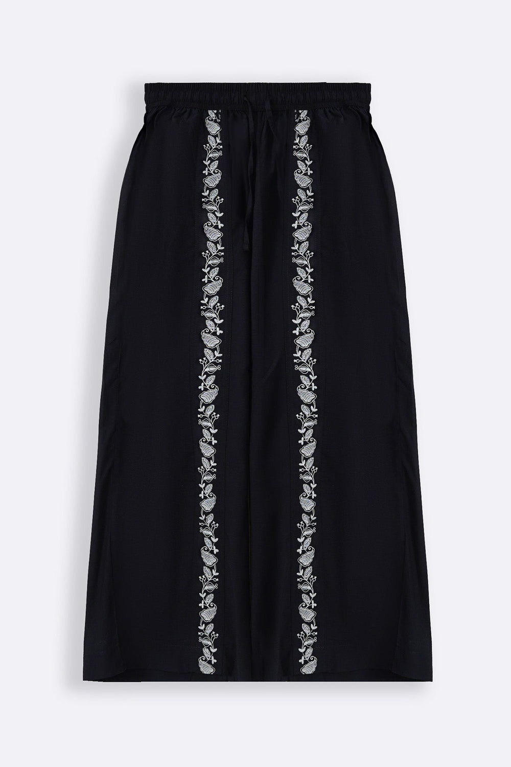BLACK BRODERIE STRAIGHT PANTS
