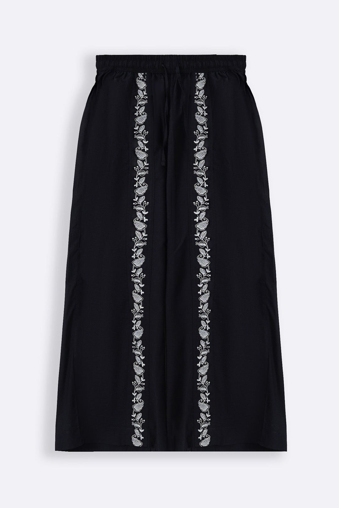 BLACK BRODERIE STRAIGHT PANTS