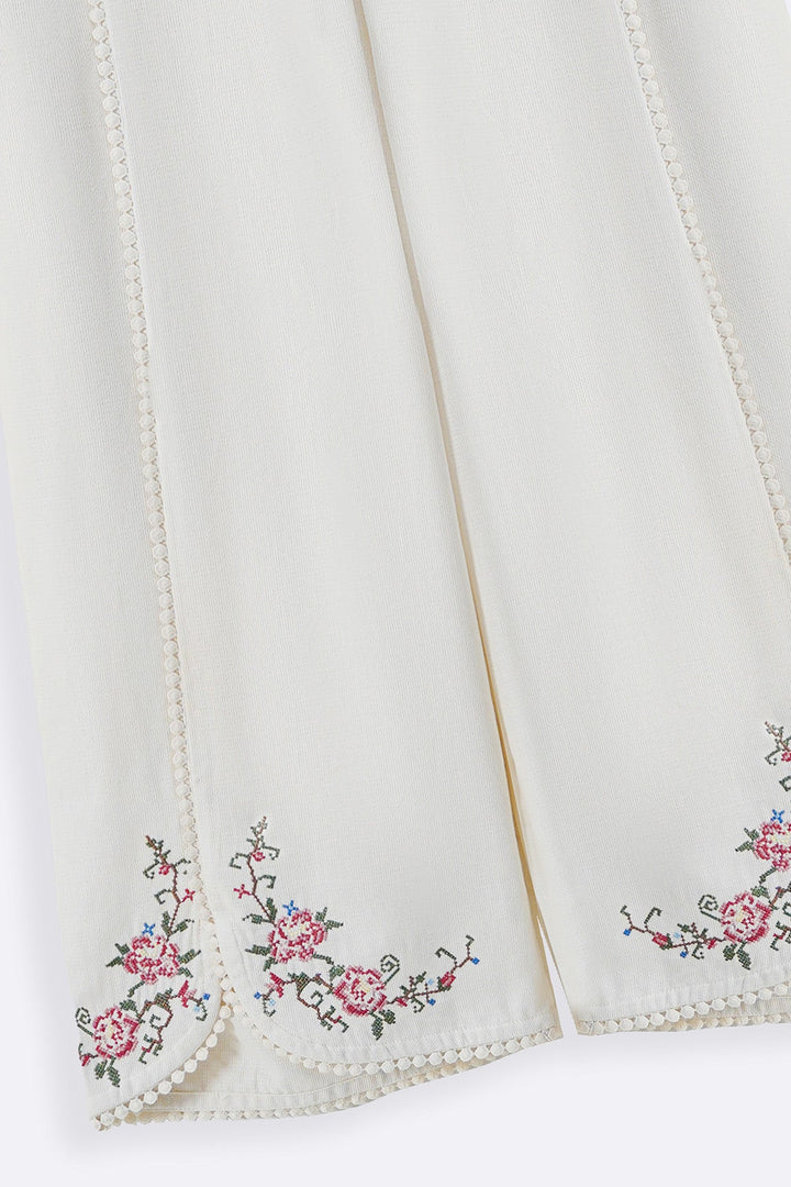 ECRU COTTON LACE ROSE PANTS