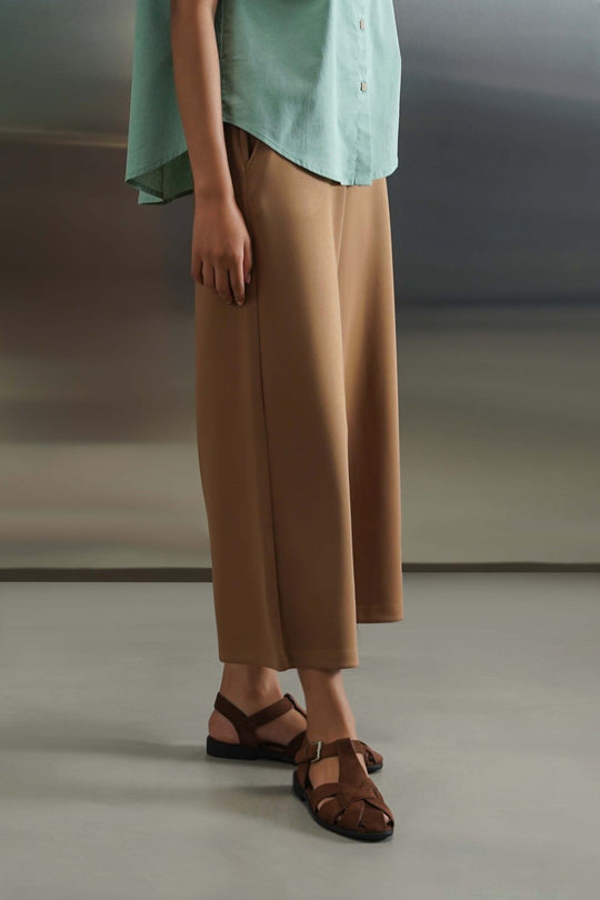 KHAKI COMFY WIDE TROUSERS