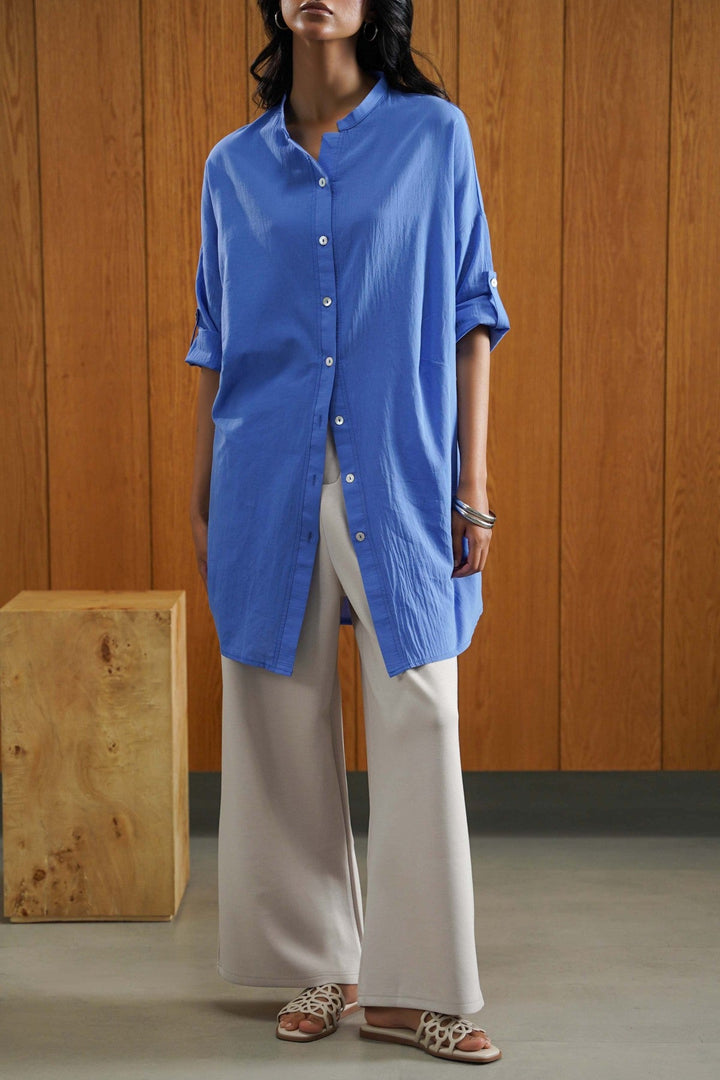 IVORY PLEATED WIDE-LEG PANTS