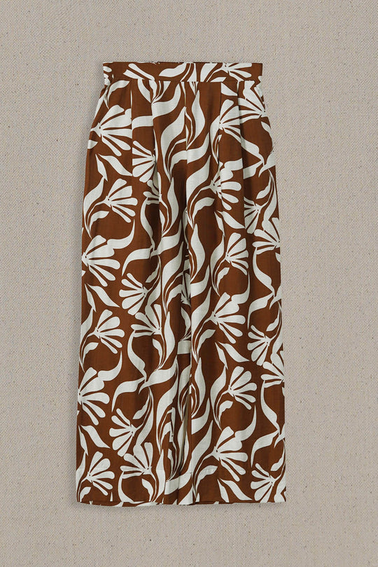 BROWN WHITE TROPIC FLOW PANTS