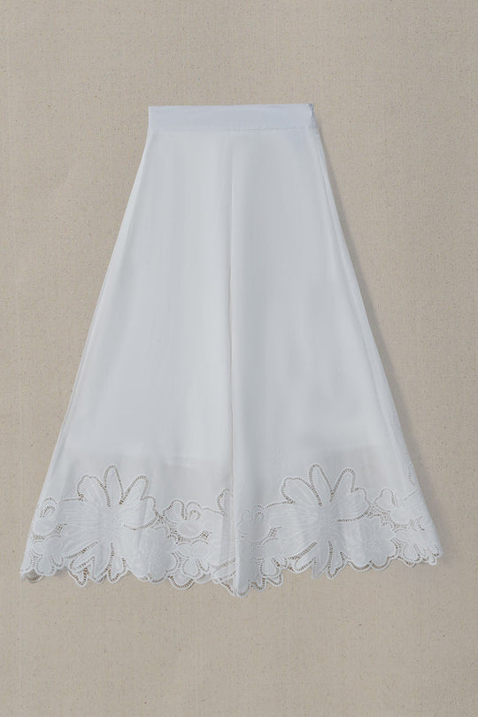 WHITE BOTANICAL CUTWORK PANTS