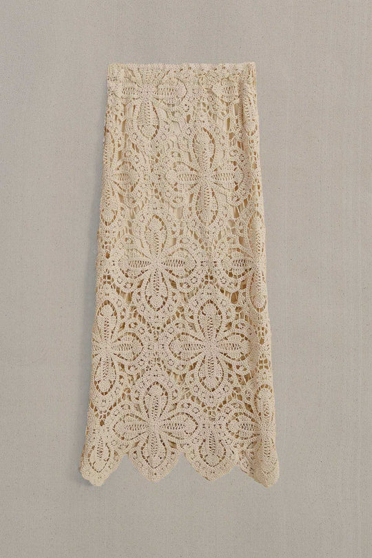 BEIGE TEXTURED CROCHET SKIRT