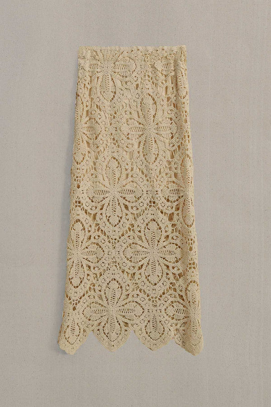 OFF WHITE TEXTURED CROCHET SKIRT
