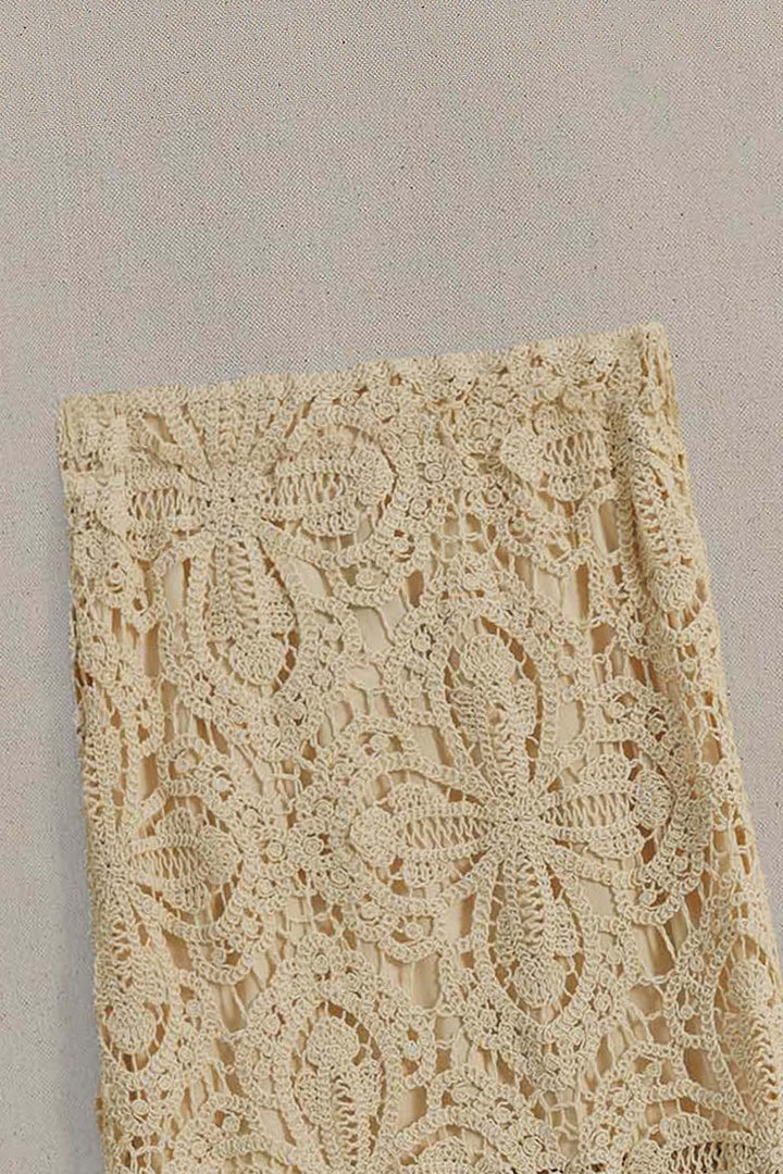 OFF WHITE TEXTURED CROCHET SKIRT