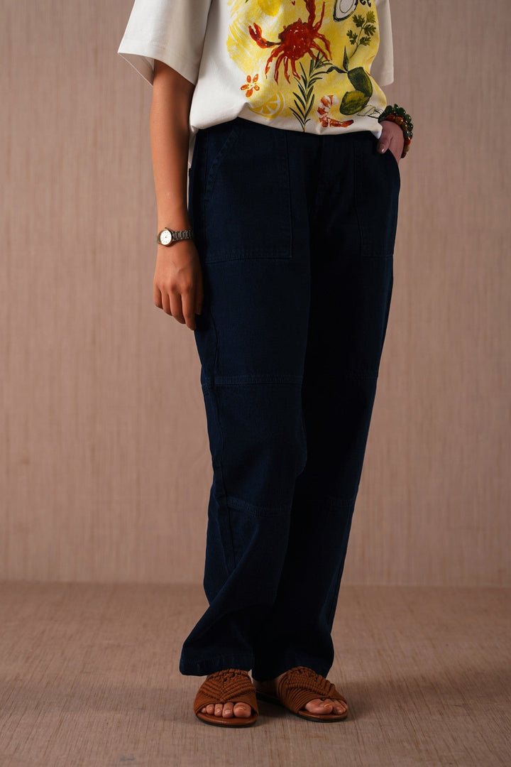 DARK BLUE PANEL SEAM JEANS