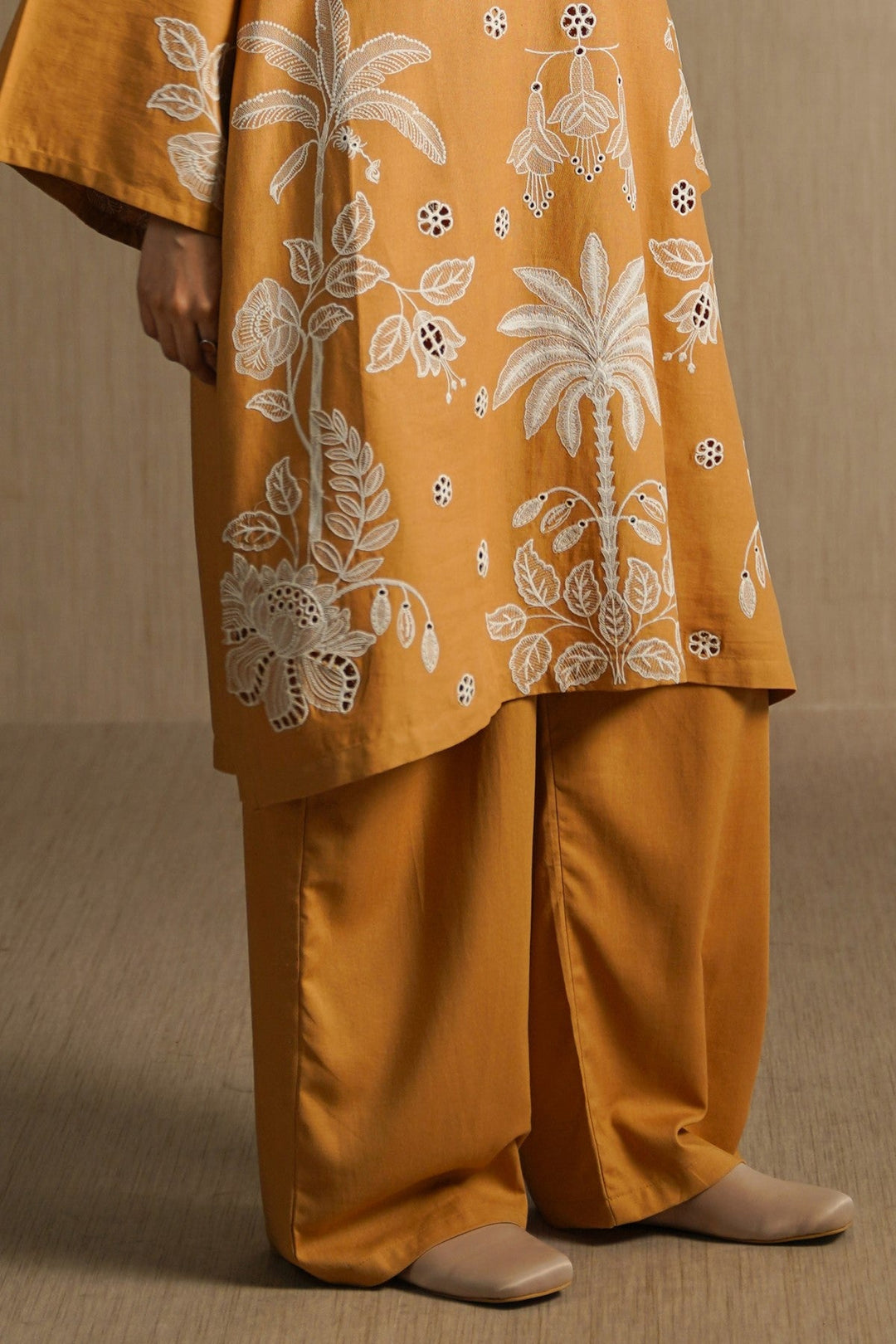 MUSTARD OCHRE BLOOM PANTS