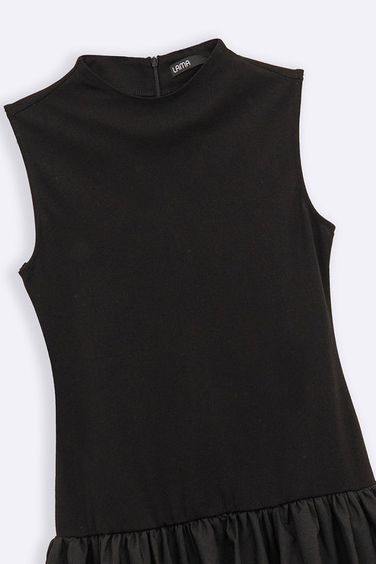 BLACK 1964 POUF MINI DRESS