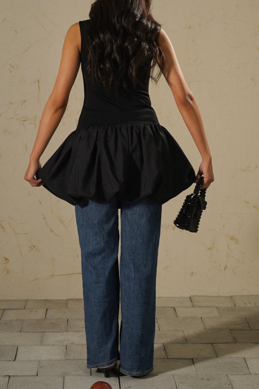 BLACK 1964 POUF MINI DRESS