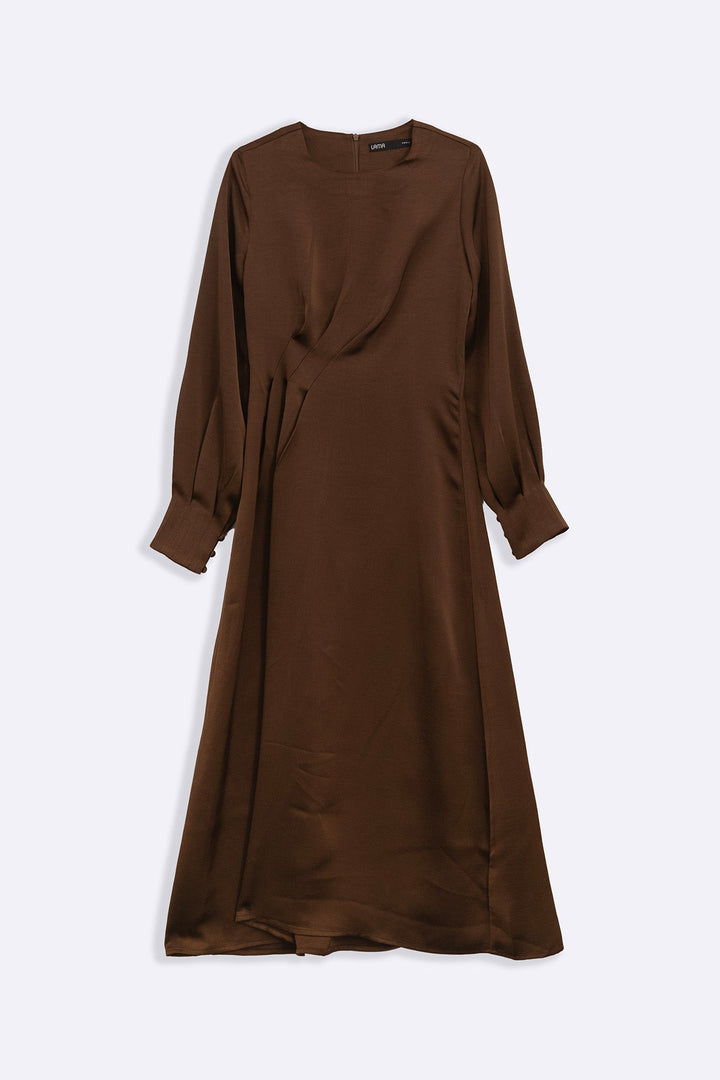 BROWN STUDIO SATIN DRESS