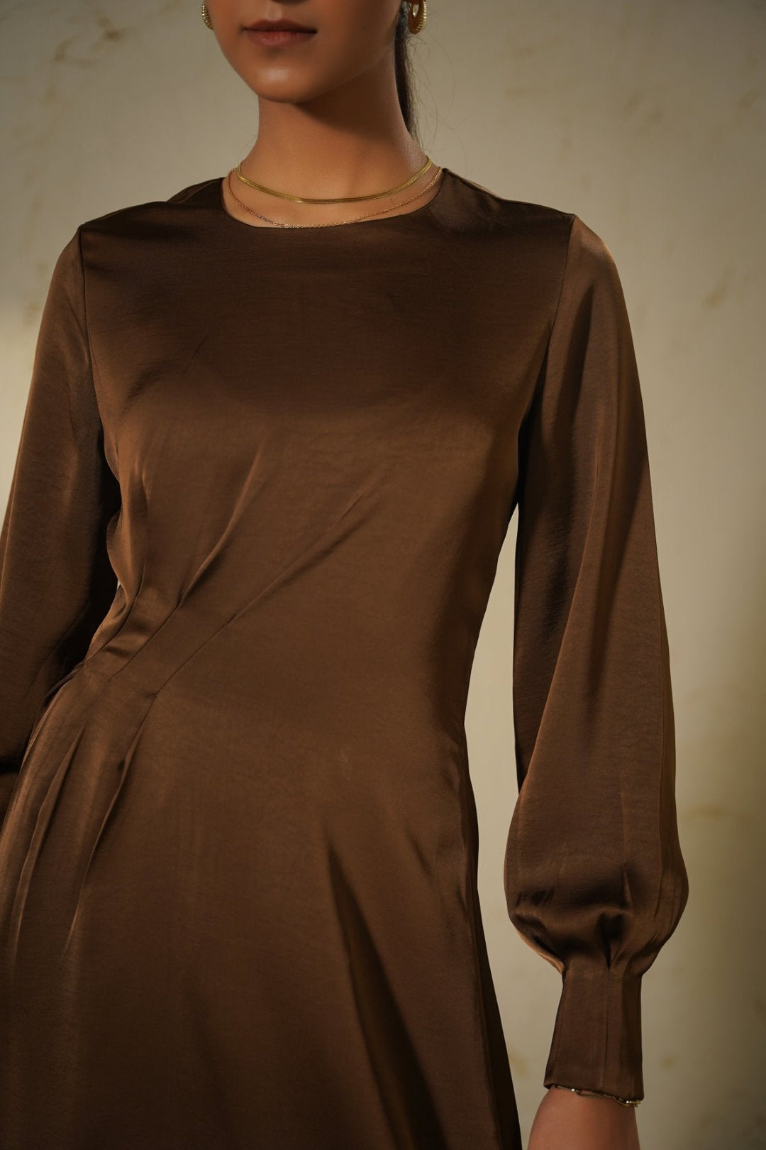 BROWN STUDIO SATIN DRESS
