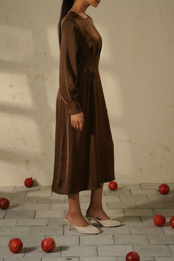 BROWN STUDIO SATIN DRESS