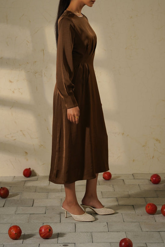 BROWN STUDIO SATIN DRESS