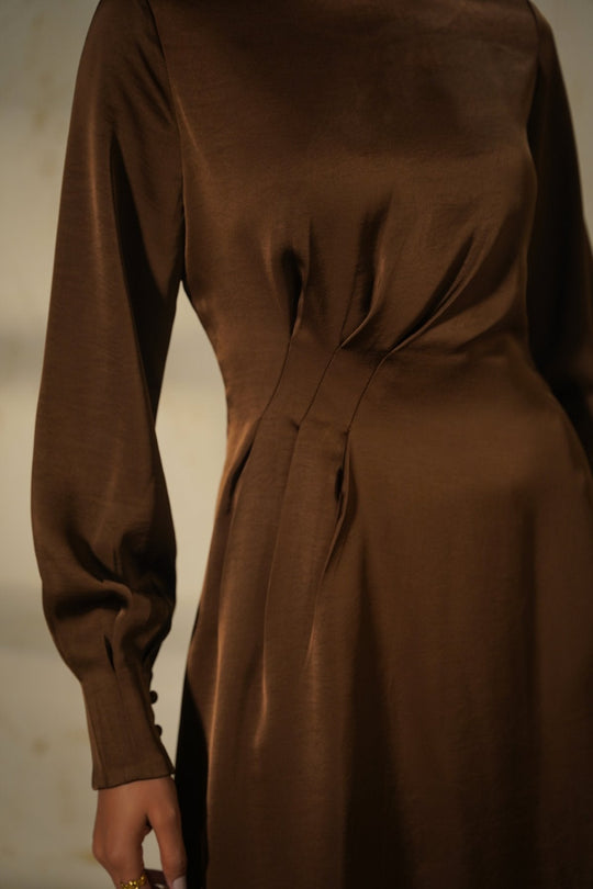 BROWN STUDIO SATIN DRESS
