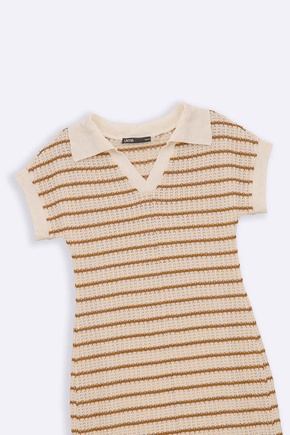 CAMEL CROCHET COLUMN DRESS