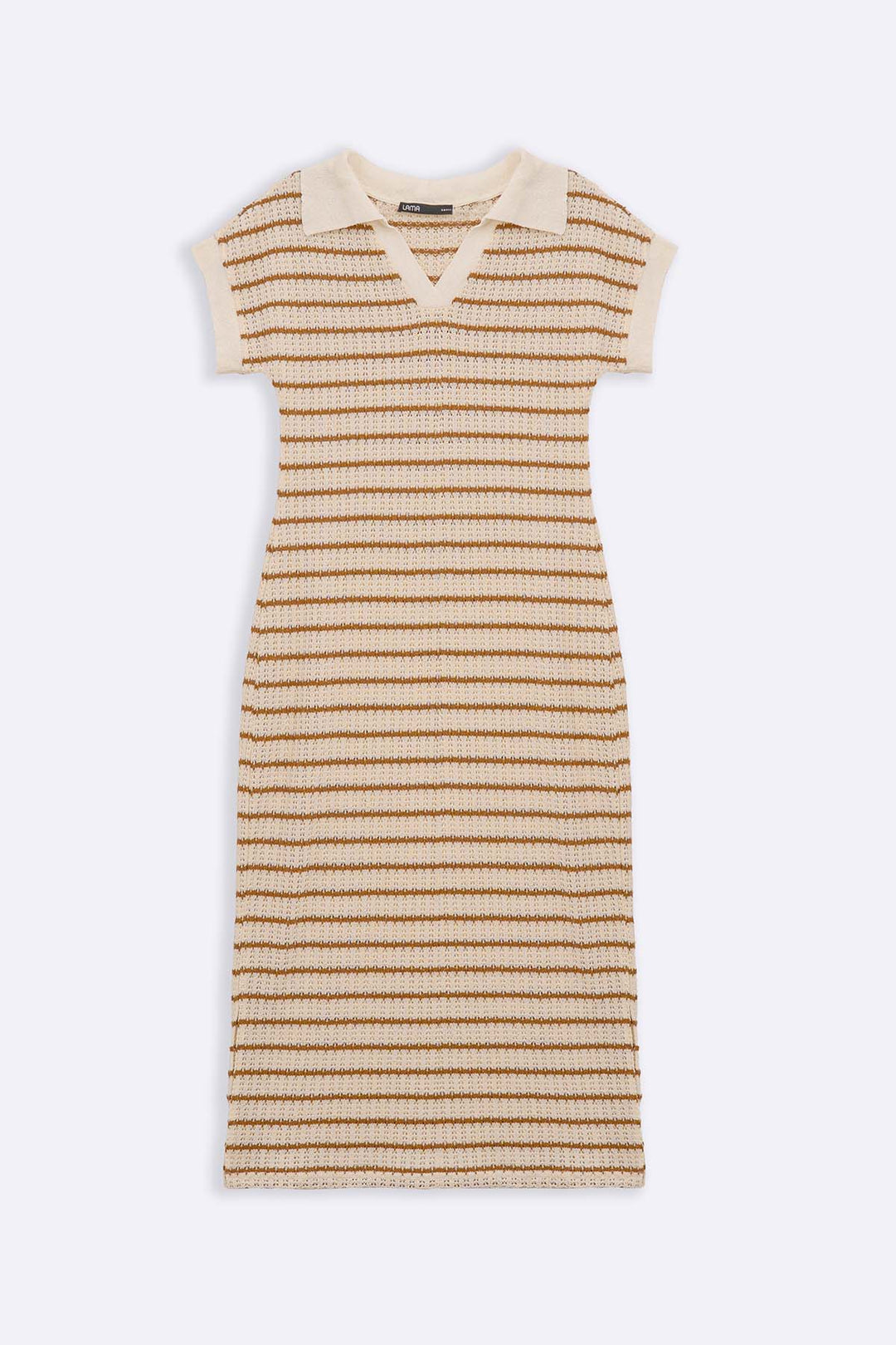 CAMEL CROCHET COLUMN DRESS
