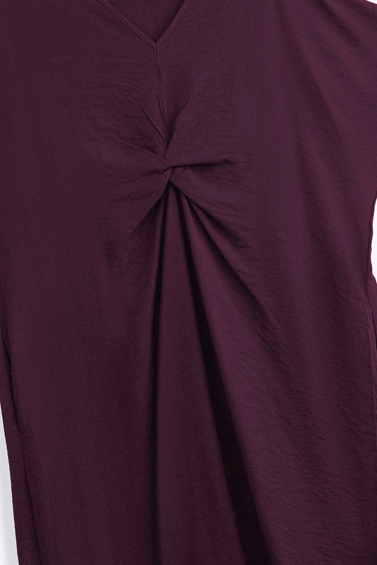 PURPLE ASYMMETRICAL RUCHED DRESS