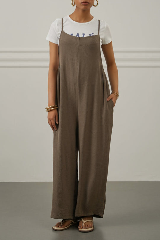 TAUPE EASY STRAP JUMPSUIT