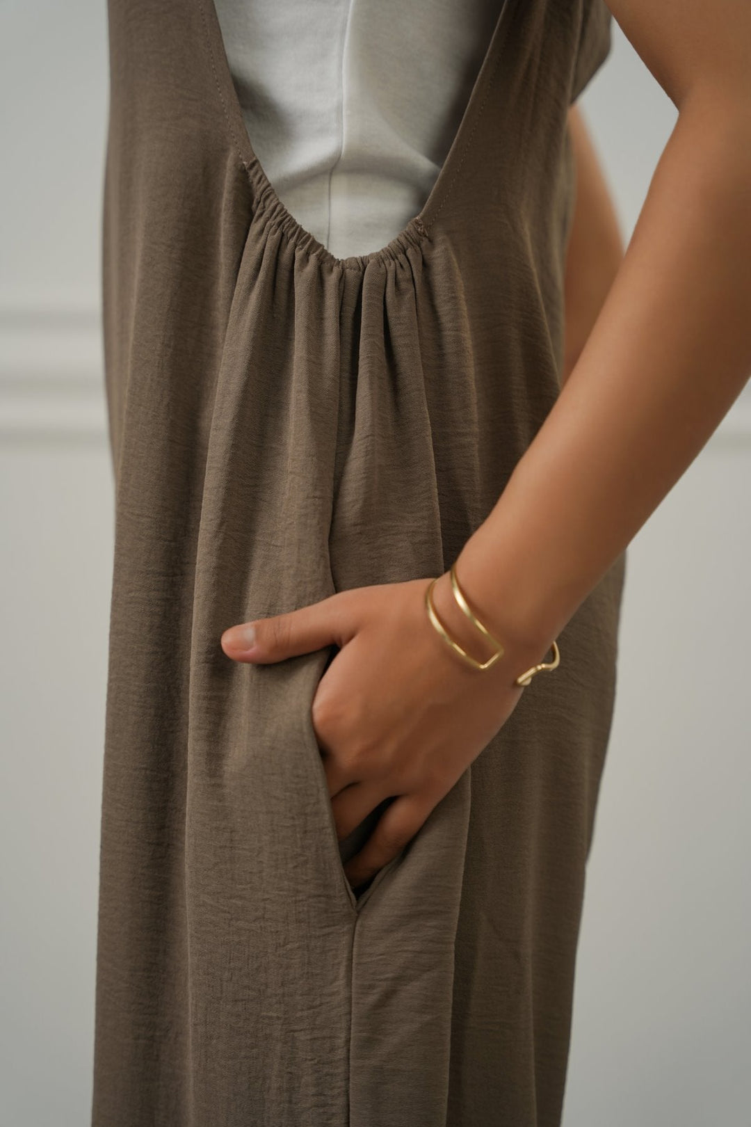 TAUPE EASY STRAP JUMPSUIT