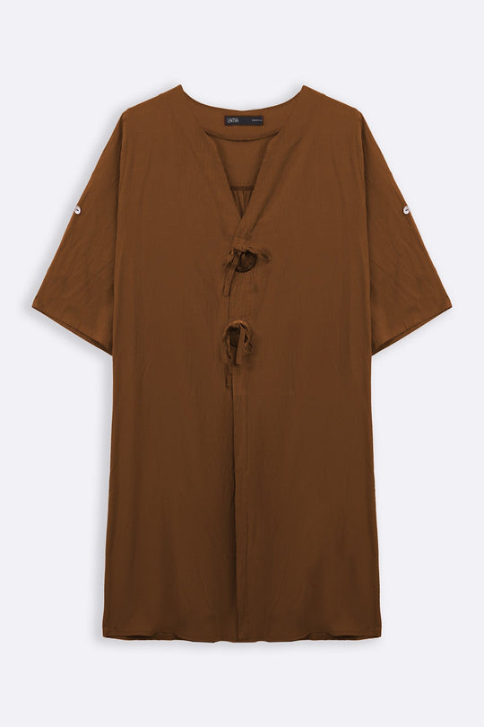 CINNAMON WOOD KNOT COTTON TUNIC