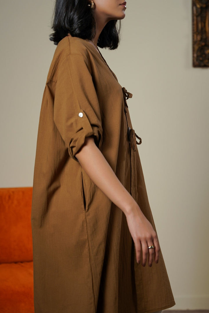CINNAMON WOOD KNOT COTTON TUNIC