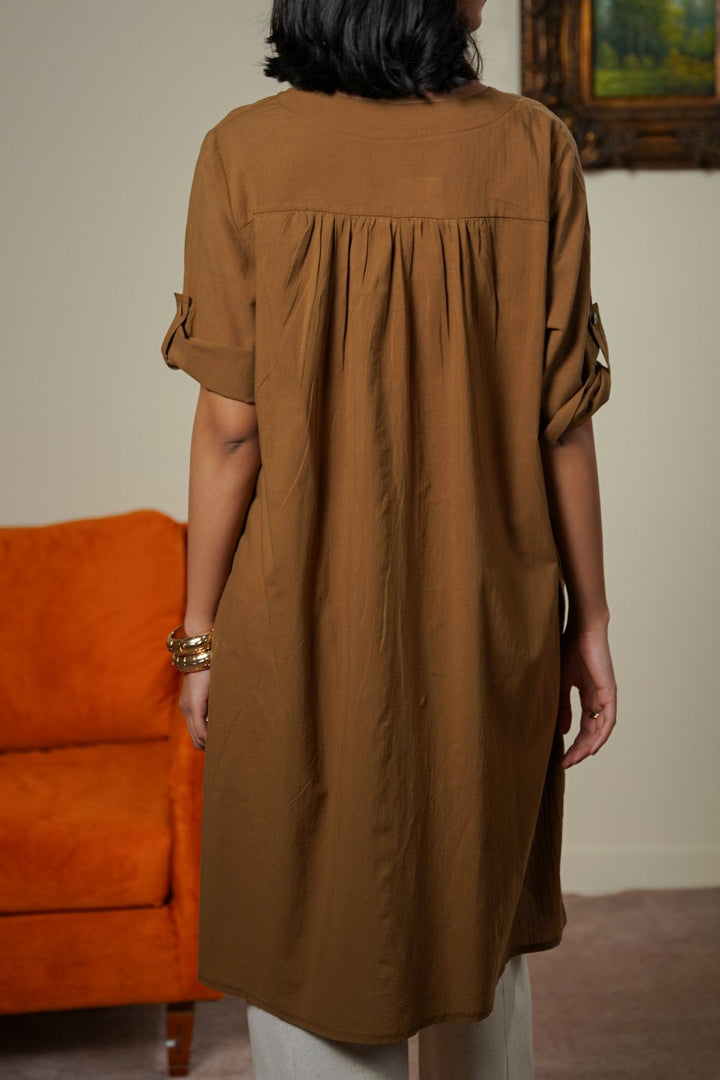 CINNAMON WOOD KNOT COTTON TUNIC