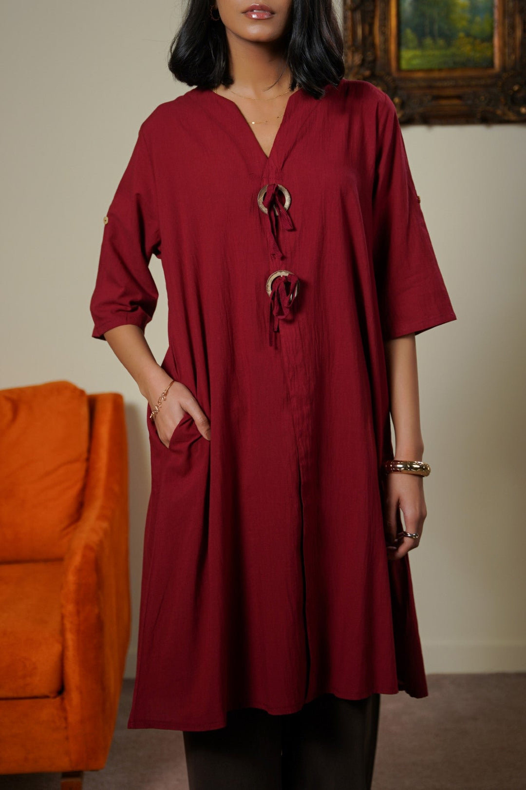 MULBERRY WOOD KNOT COTTON TUNIC