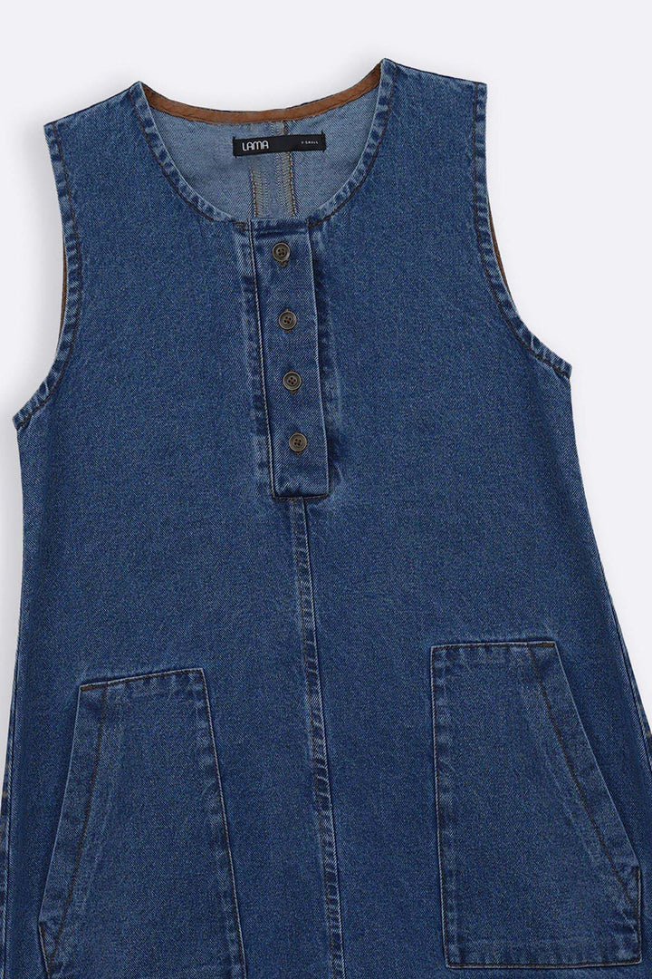 MID BLUE FARMHOUSE DENIM DRESS
