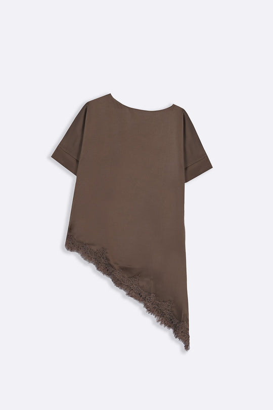 BROWN-LACE SILK BLOUSE