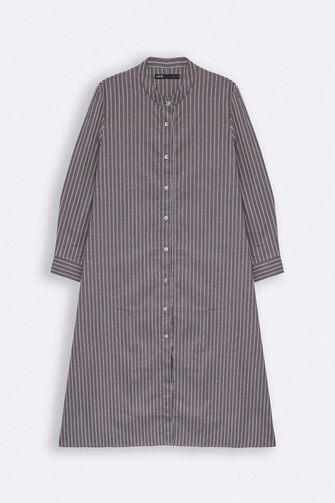 BROWN COTTON STRIPE SHIRT DRESS