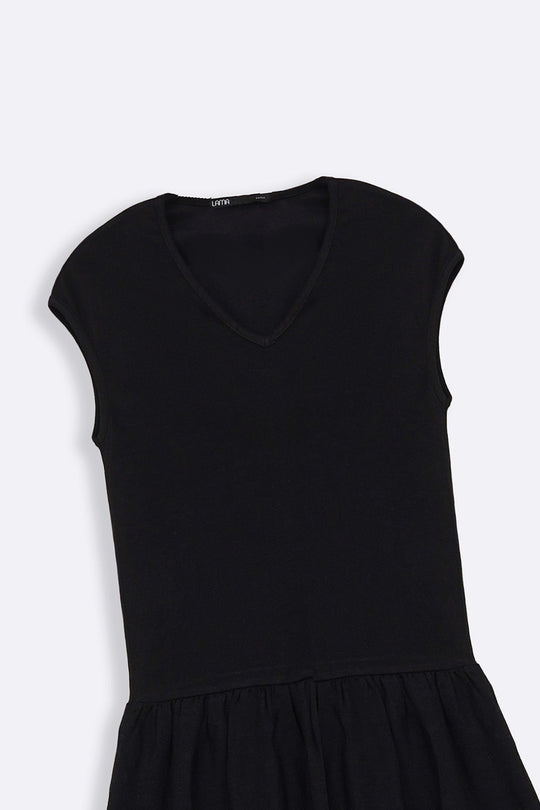 BLACK TIERED DRESS