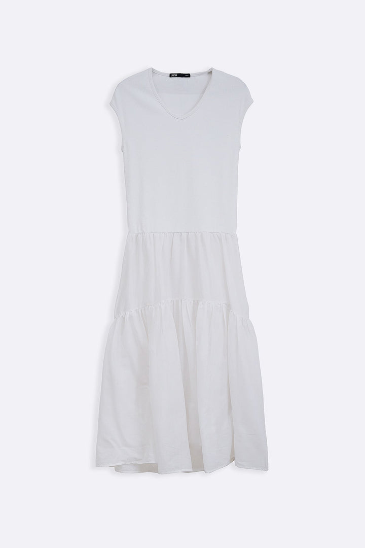 WHITE TIERED DRESS
