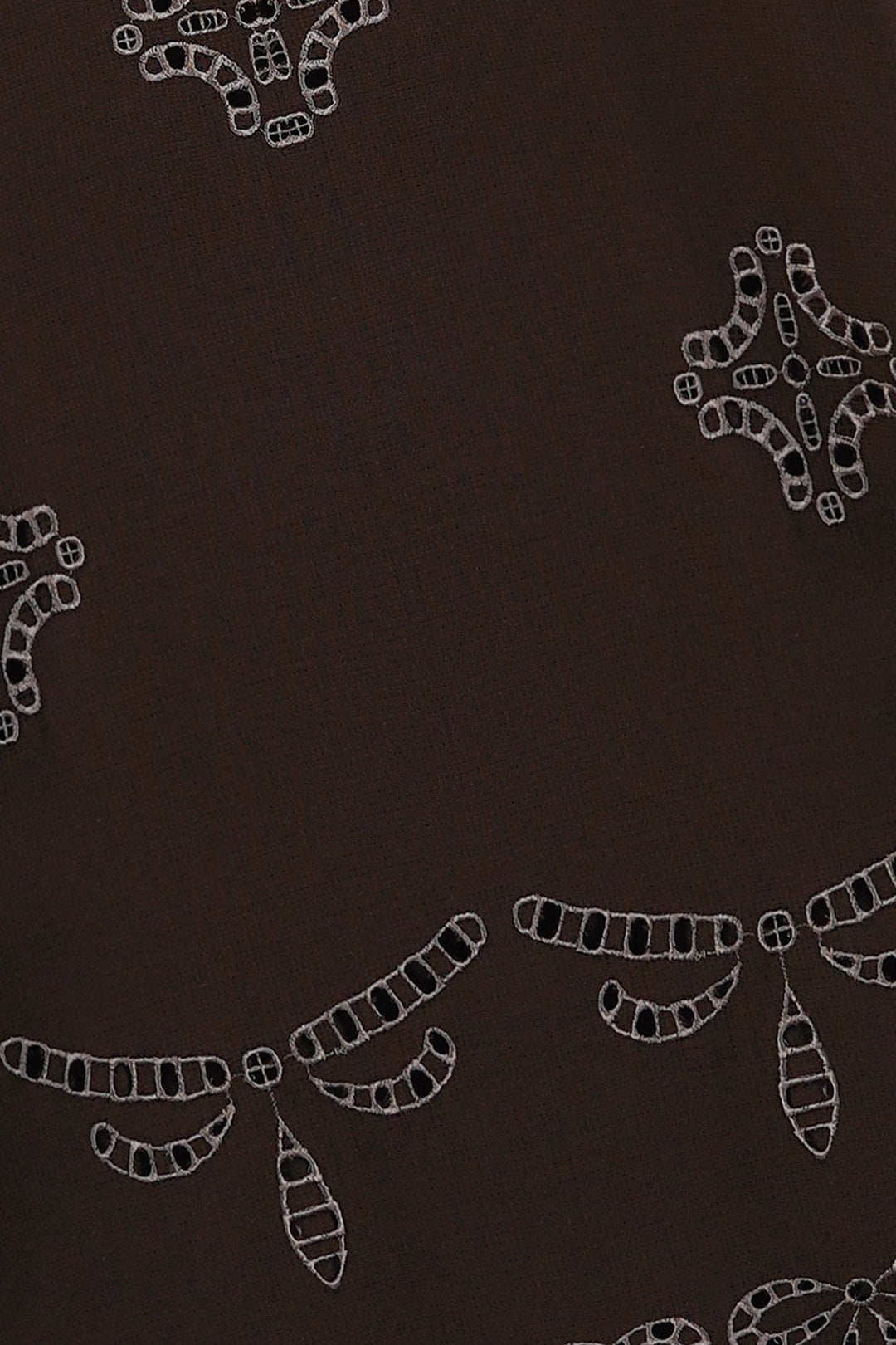 BROWN-EMBROIDERED COTTON DRESS