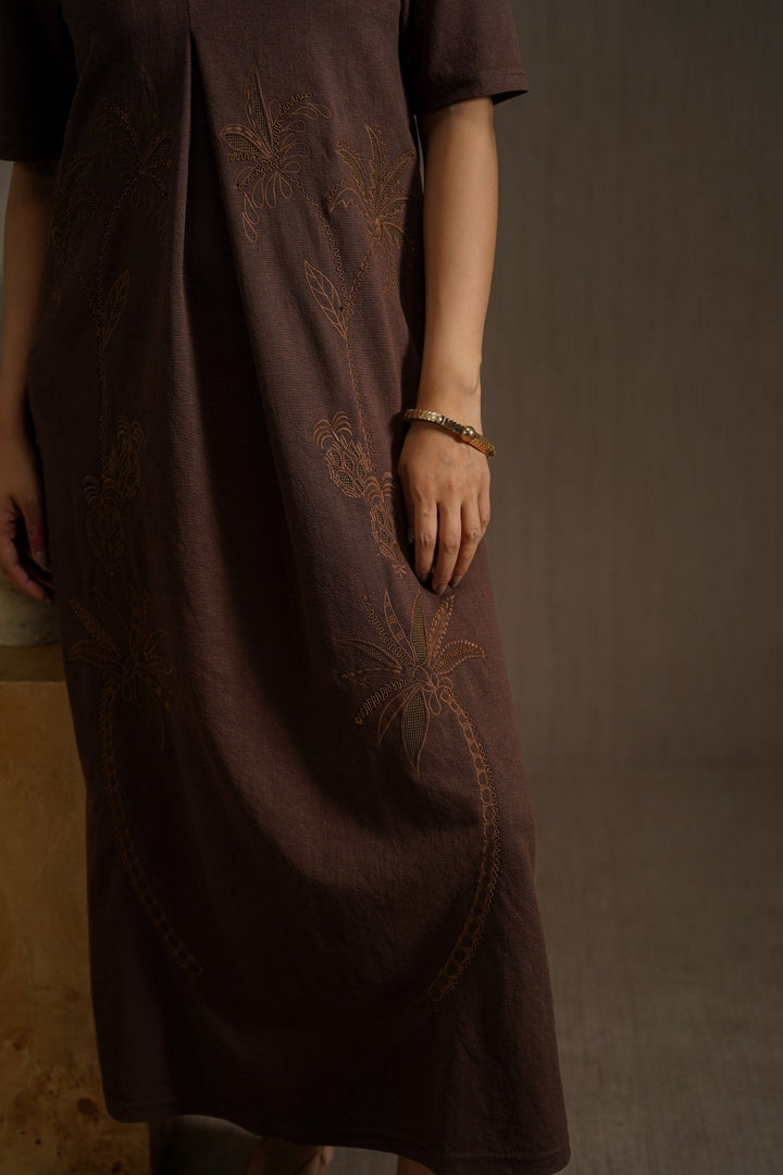 KNIT EMBROIDERED DRESS