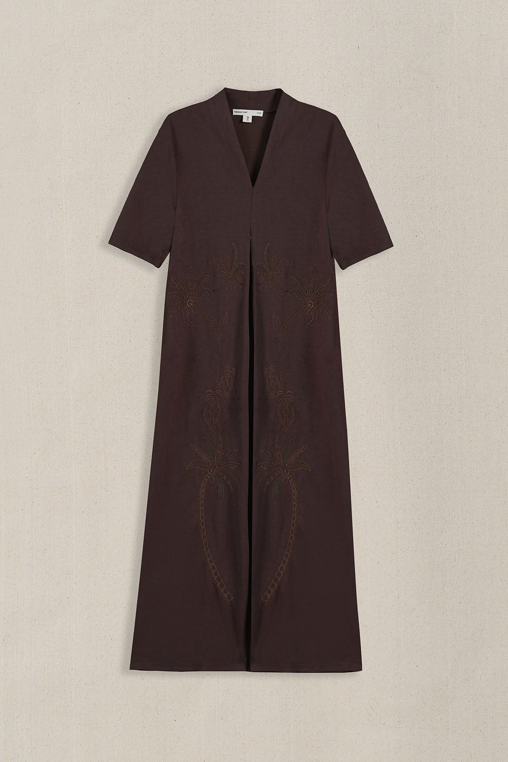 CHOCOLATE KNIT EMBROIDERED DRESS