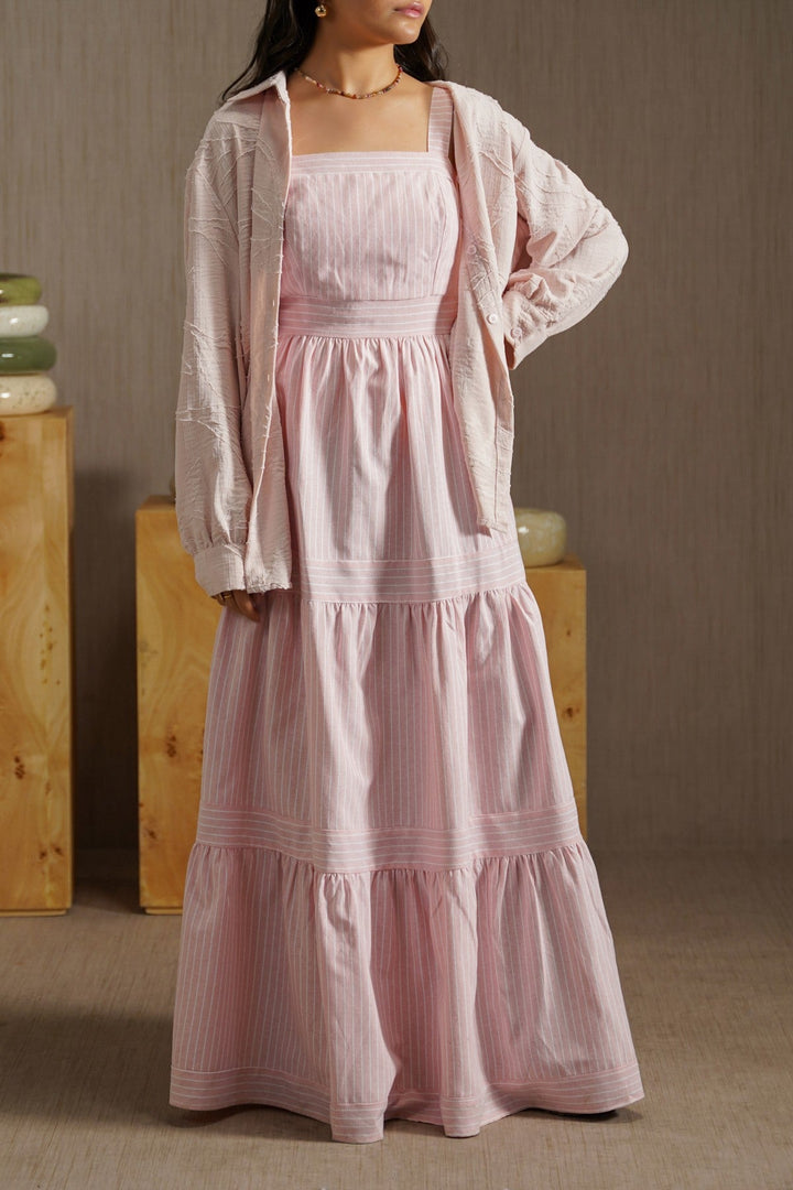PINK CABANA TIERED DRESS
