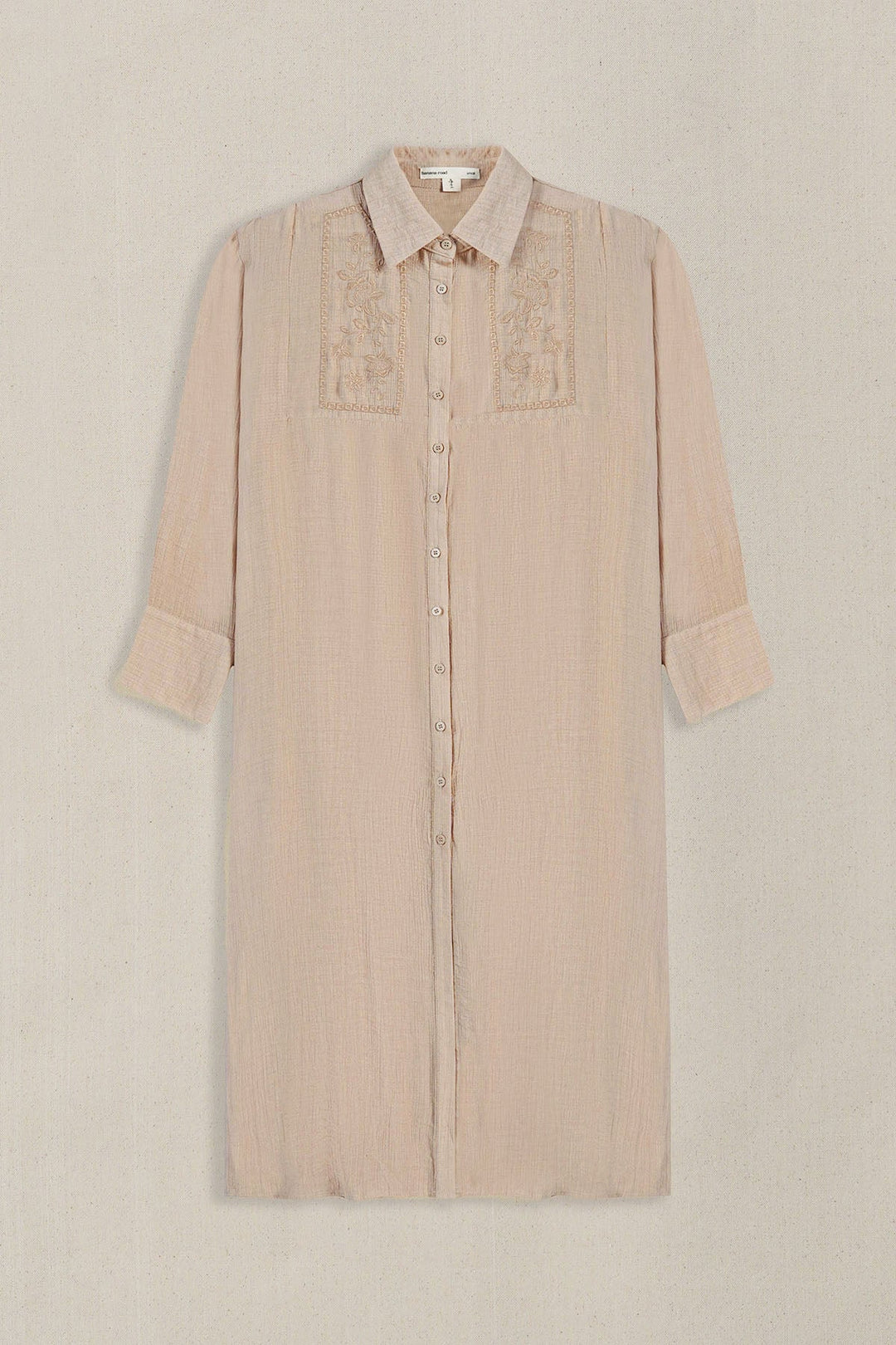 BROWN WILDFLOWER EMBROIDERED DRESS