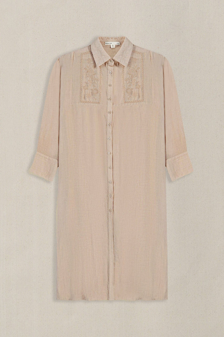 BROWN WILDFLOWER EMBROIDERED DRESS