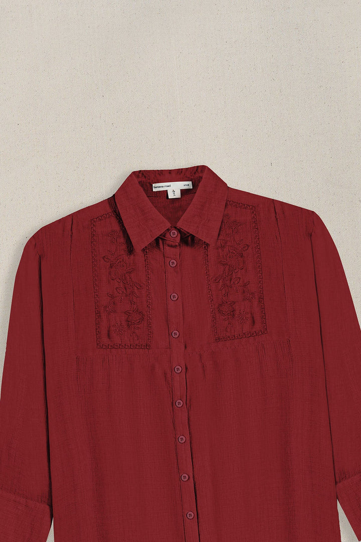 RED WILDFLOWER EMBROIDERED DRESS