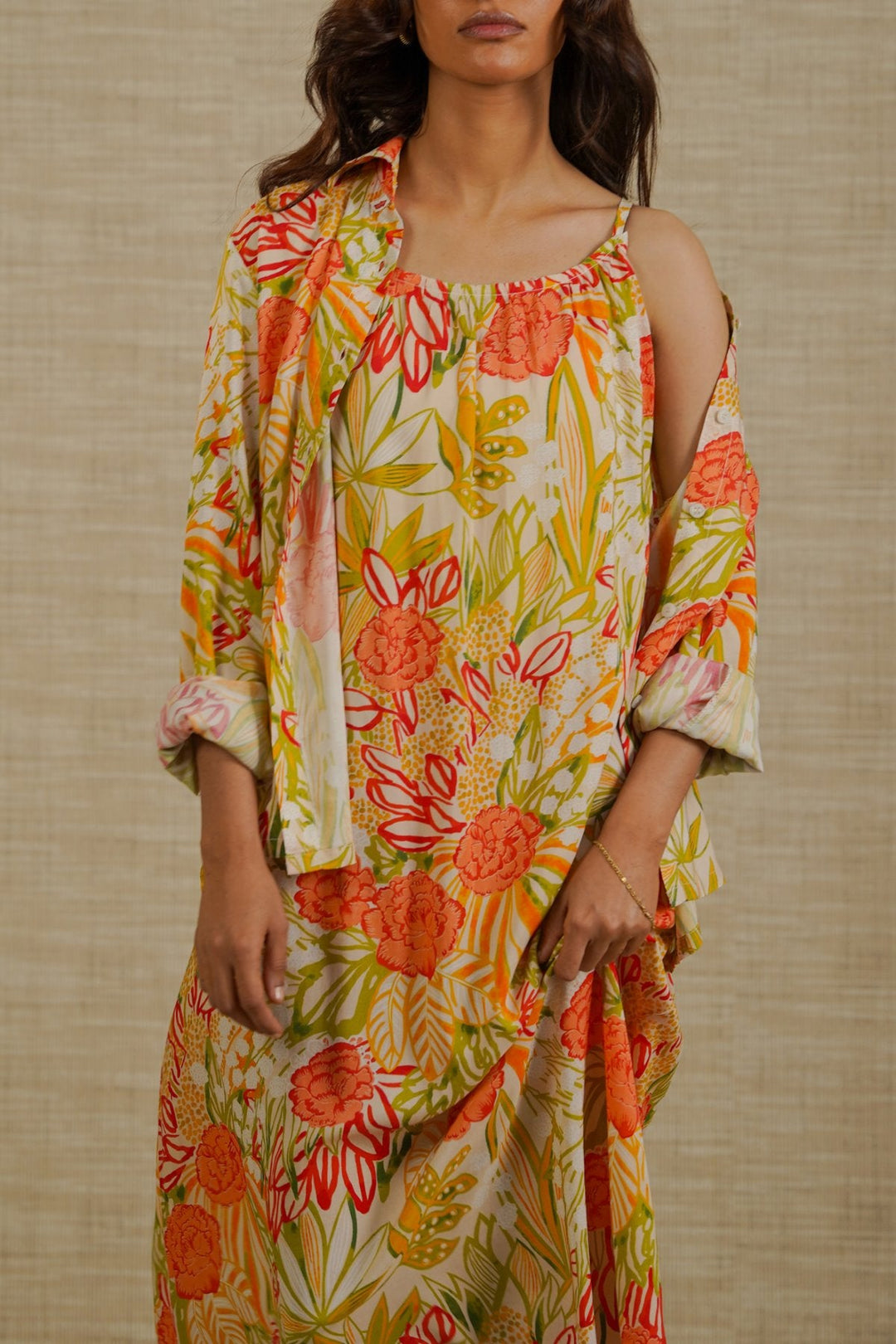 CORAL GARDENIA SLIP DRESS