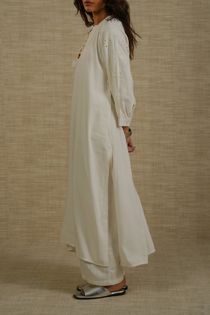 OFF WHITE BOHO LINEN-COTTON MAXI
