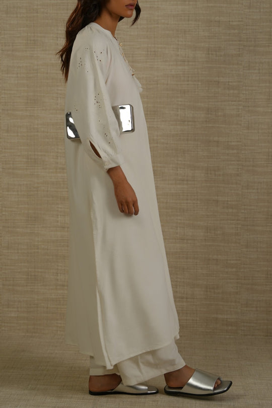 OFF WHITE BOHO LINEN-COTTON MAXI