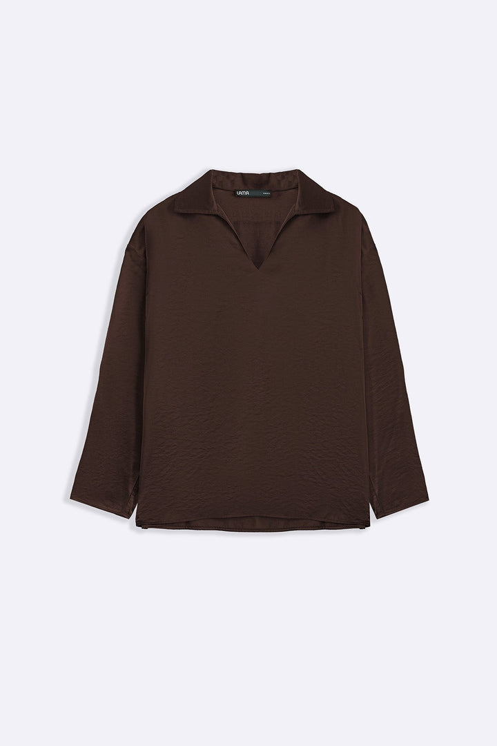 CHOCOLATE SILKY EASY BLOUSE