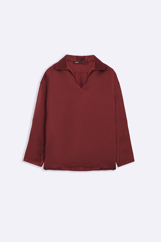 OX BLOOD SILKY EASY BLOUSE