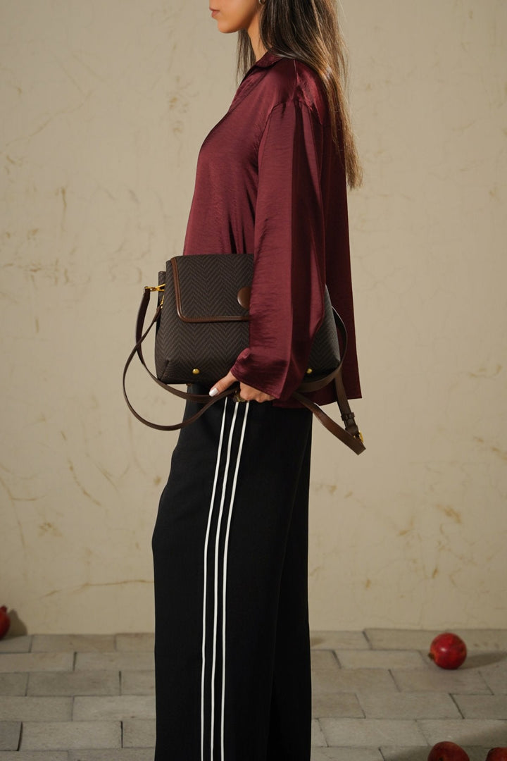 OX BLOOD SILKY EASY BLOUSE