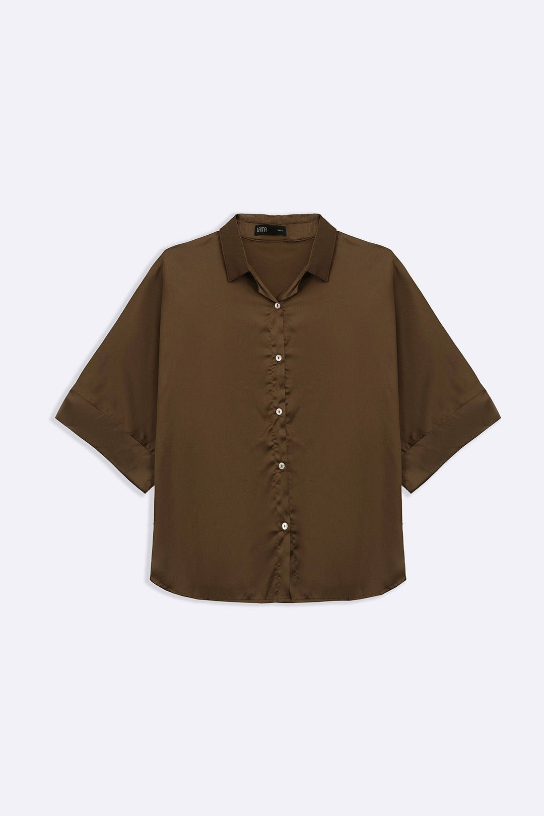 BROWN EVENING SATIN BLOUSE