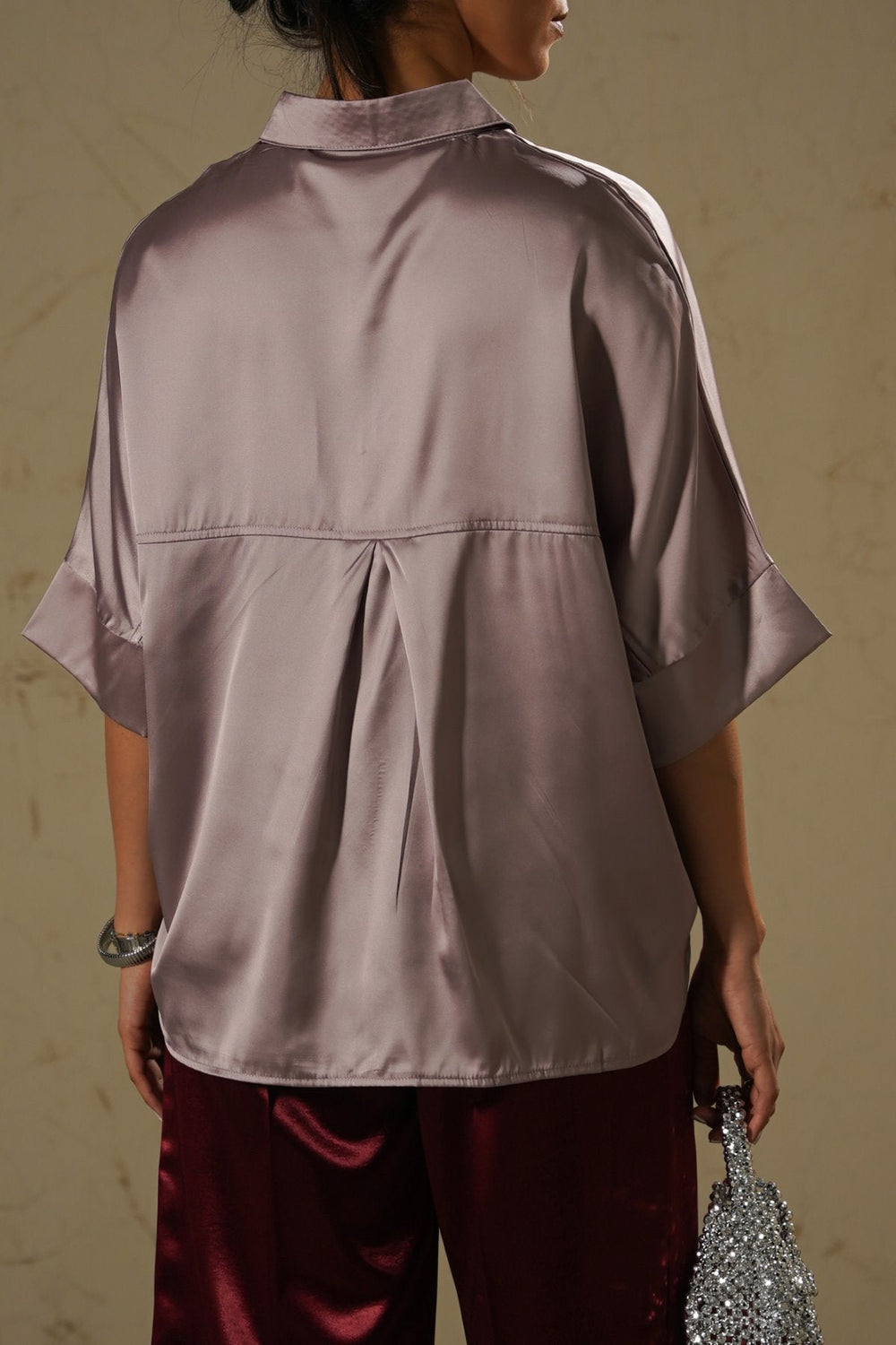 PINK EVENING SATIN BLOUSE