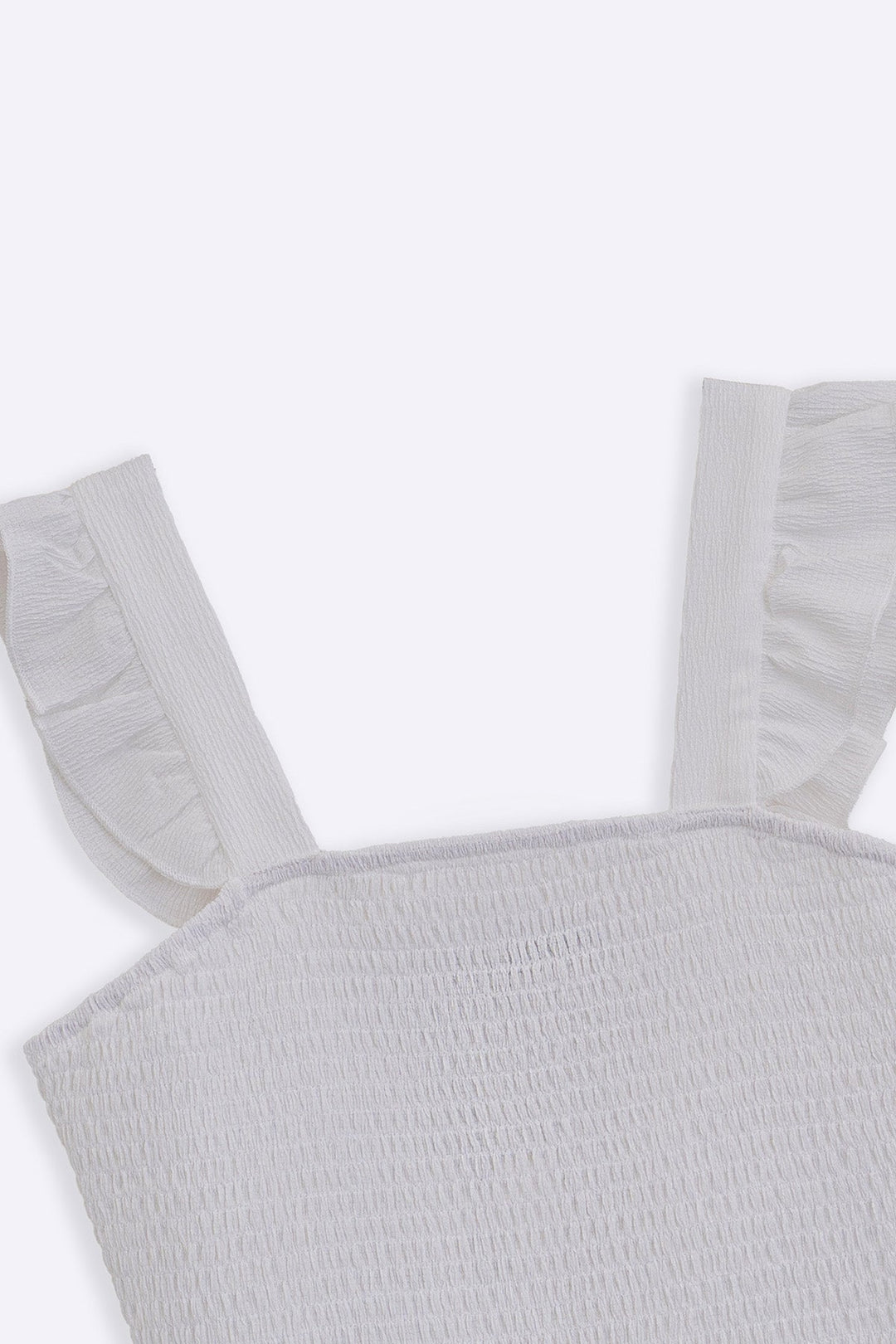 WHITE SMOCKED TOP