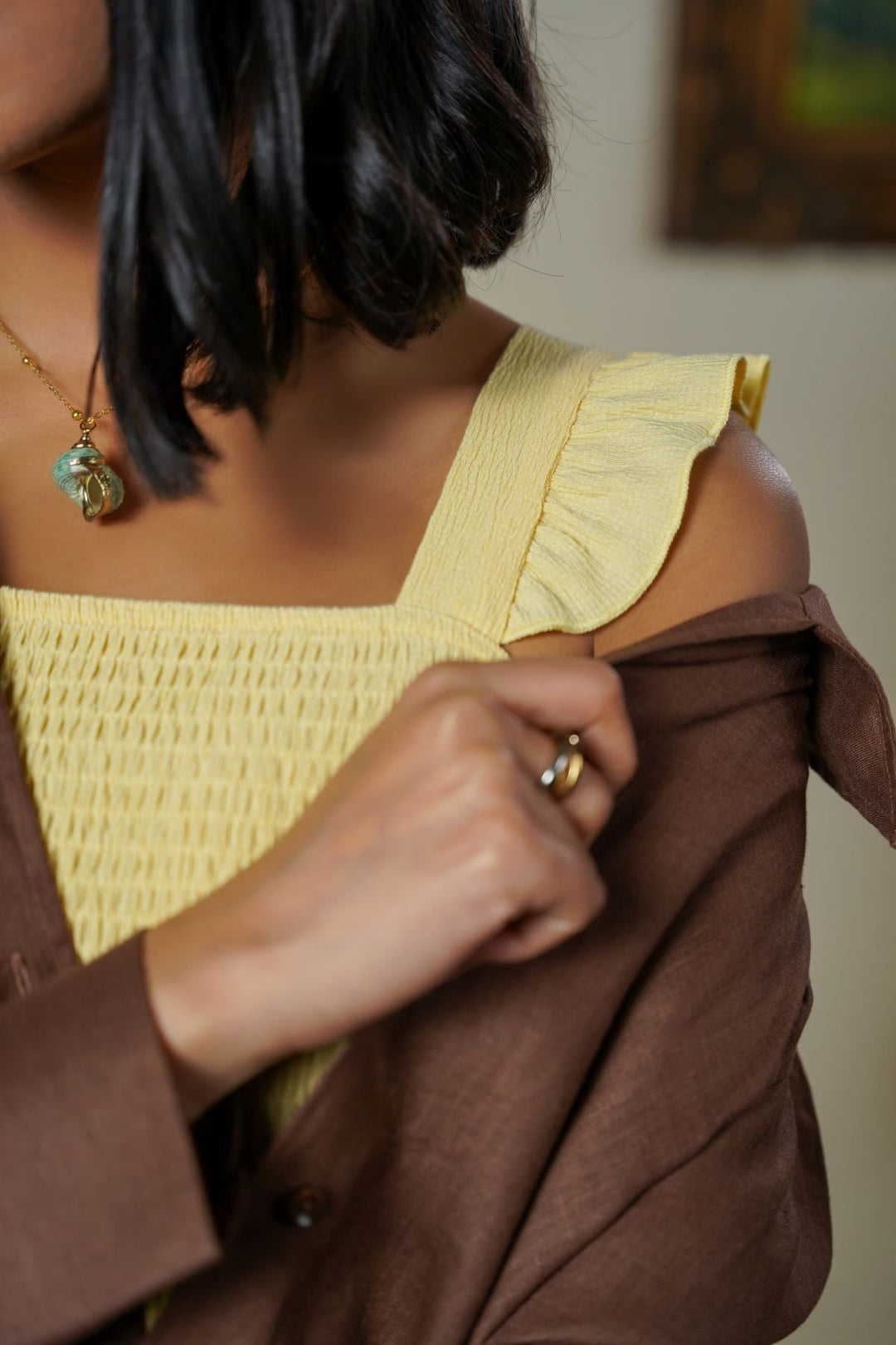 YELLOW SMOCKED TOP